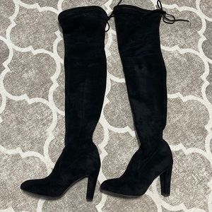 Black seude thigh high boots